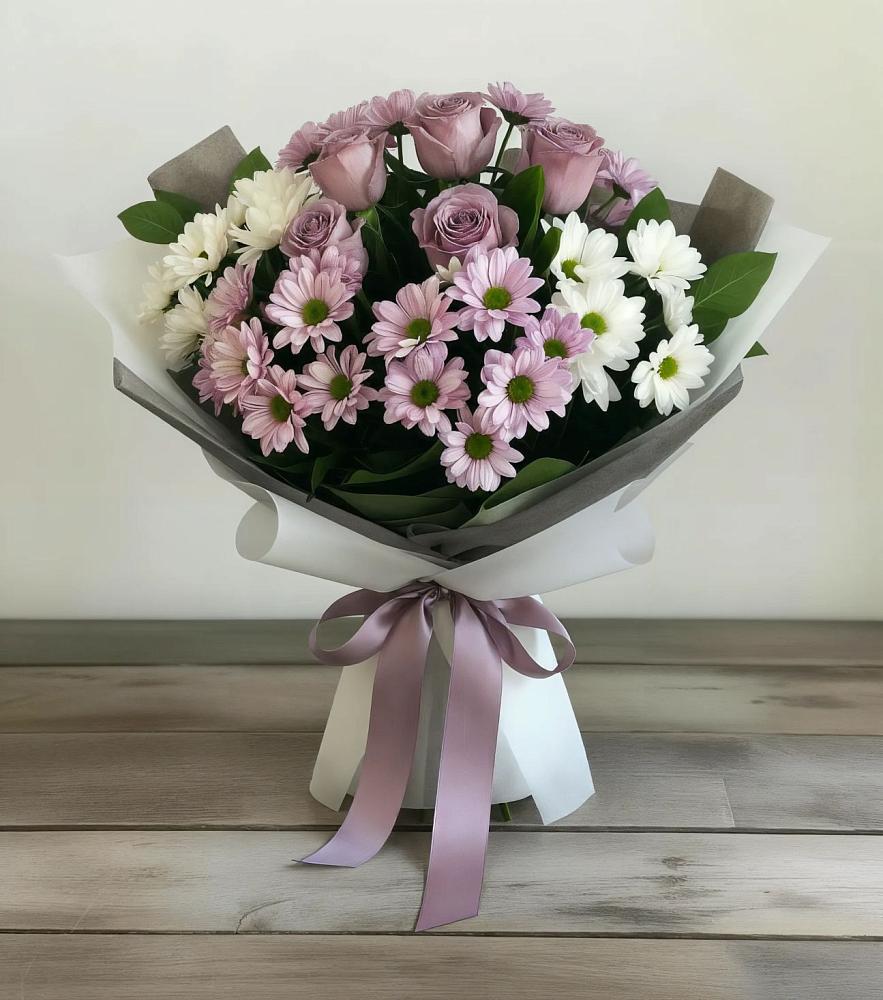 Букет цветов из: Хризантемы и Розы в Ревякино