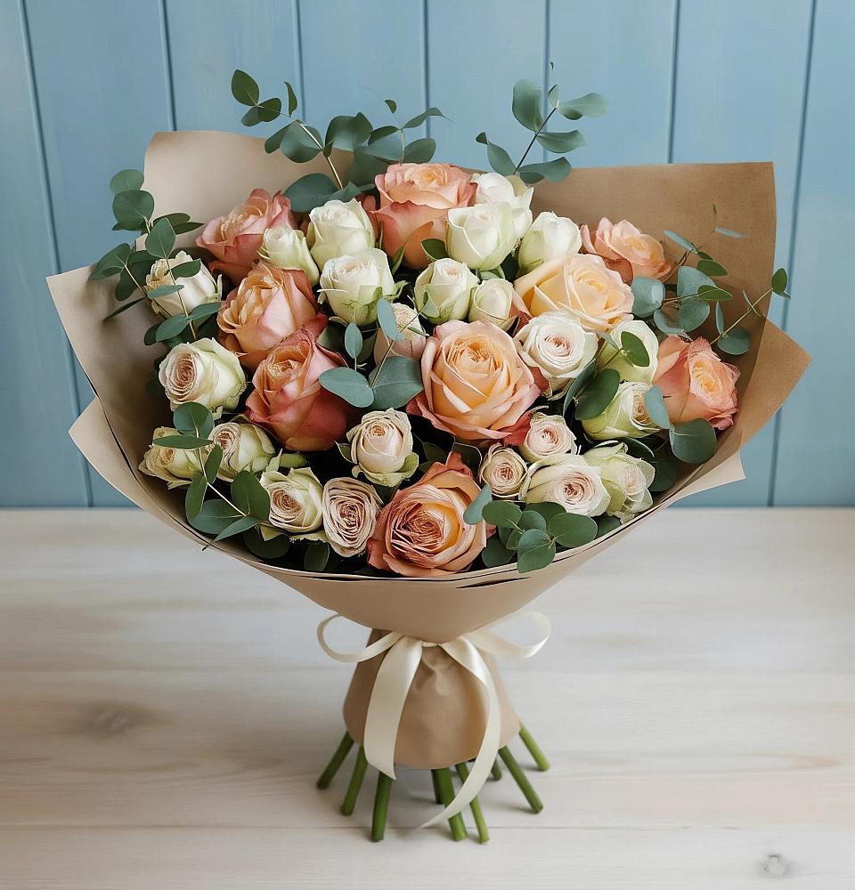 Букет цветов из: Альстромерии и Розы в Ревякино