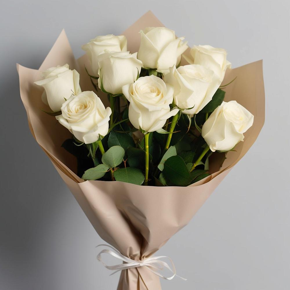 Букет 9 Белых роз Эдлесс Лав в Ревякино