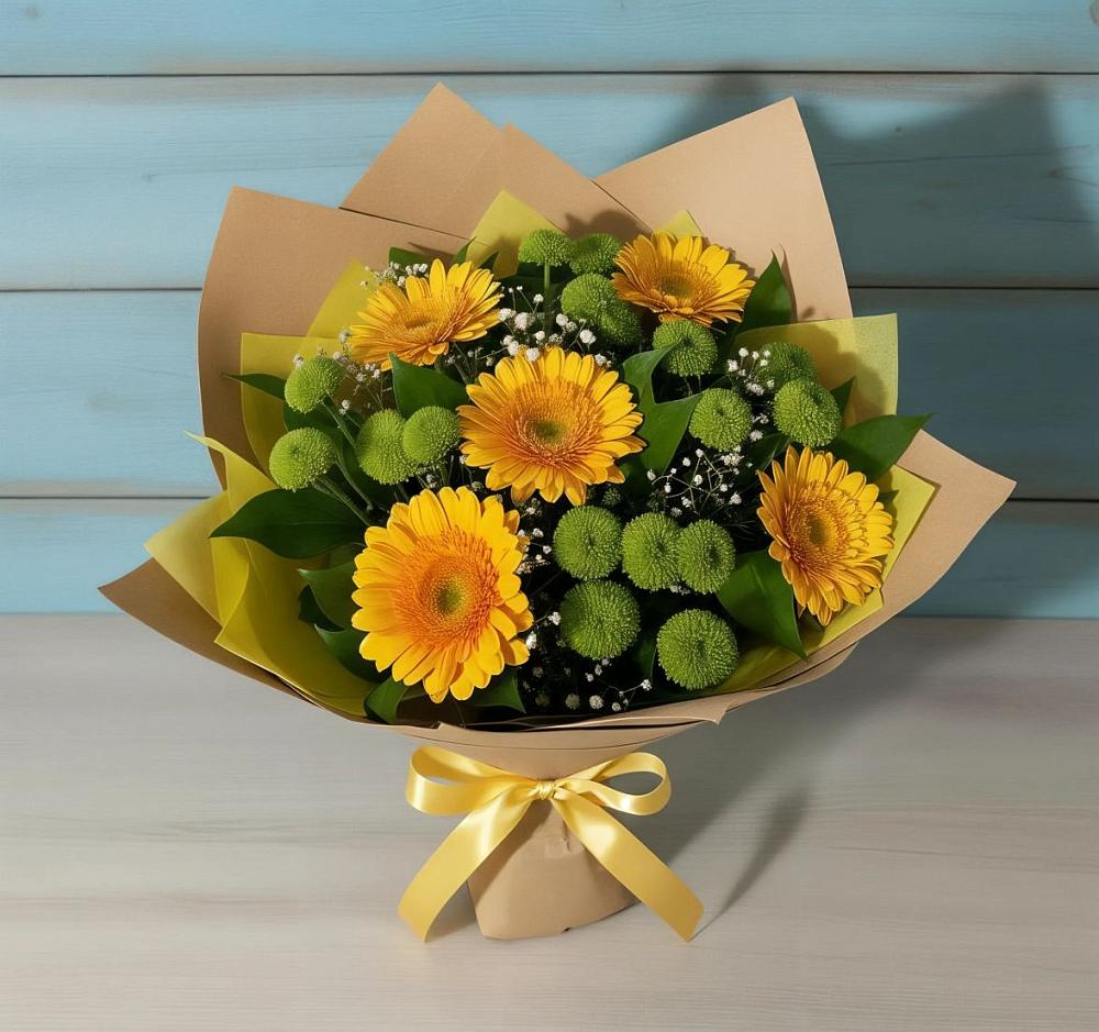 Букет цветов из: Герберы и Хризантемы в Ревякино