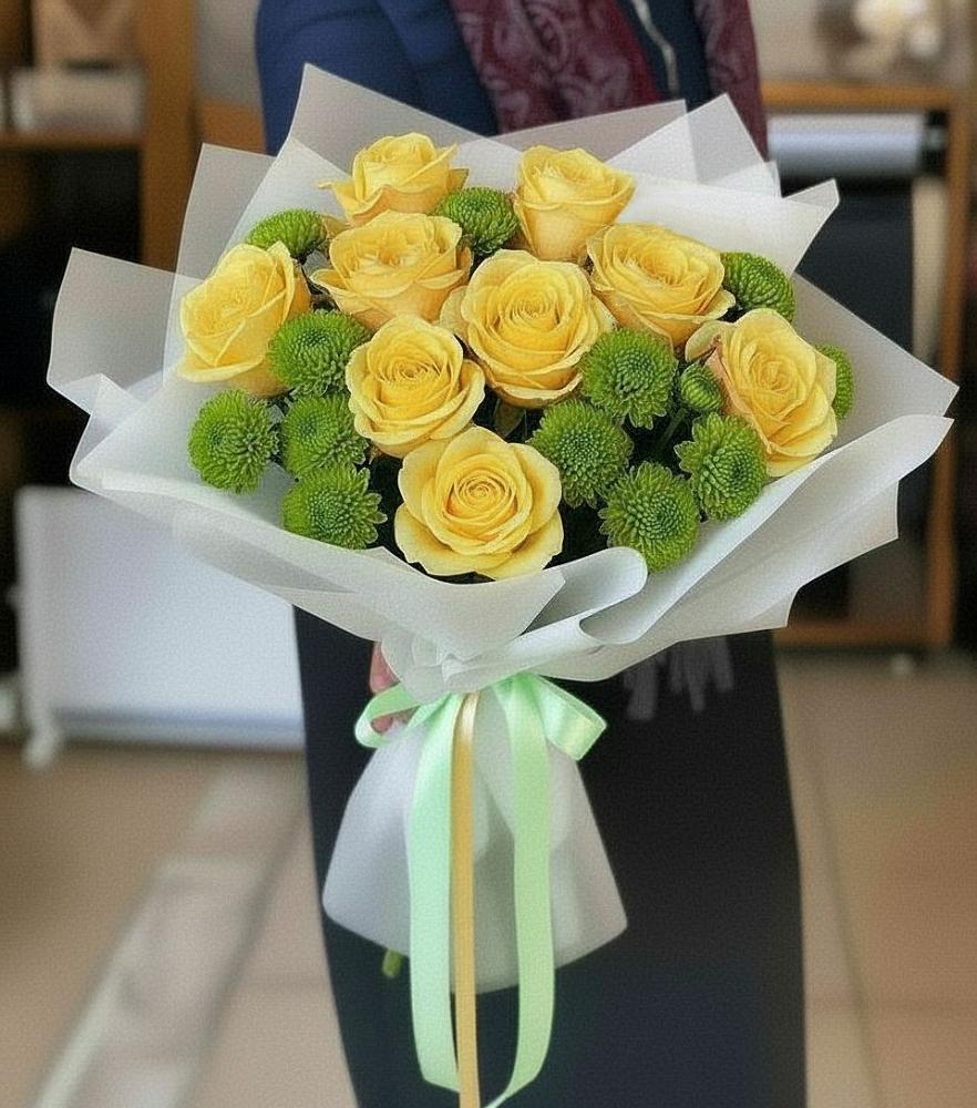 Букет цветов из: Хризантемы и Розы в Ревякино