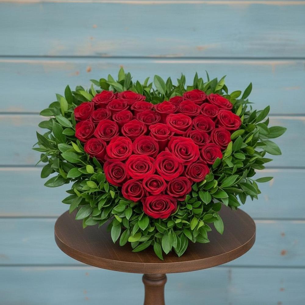 Цветочная композиция из Розы в виде сердца в Ревякино