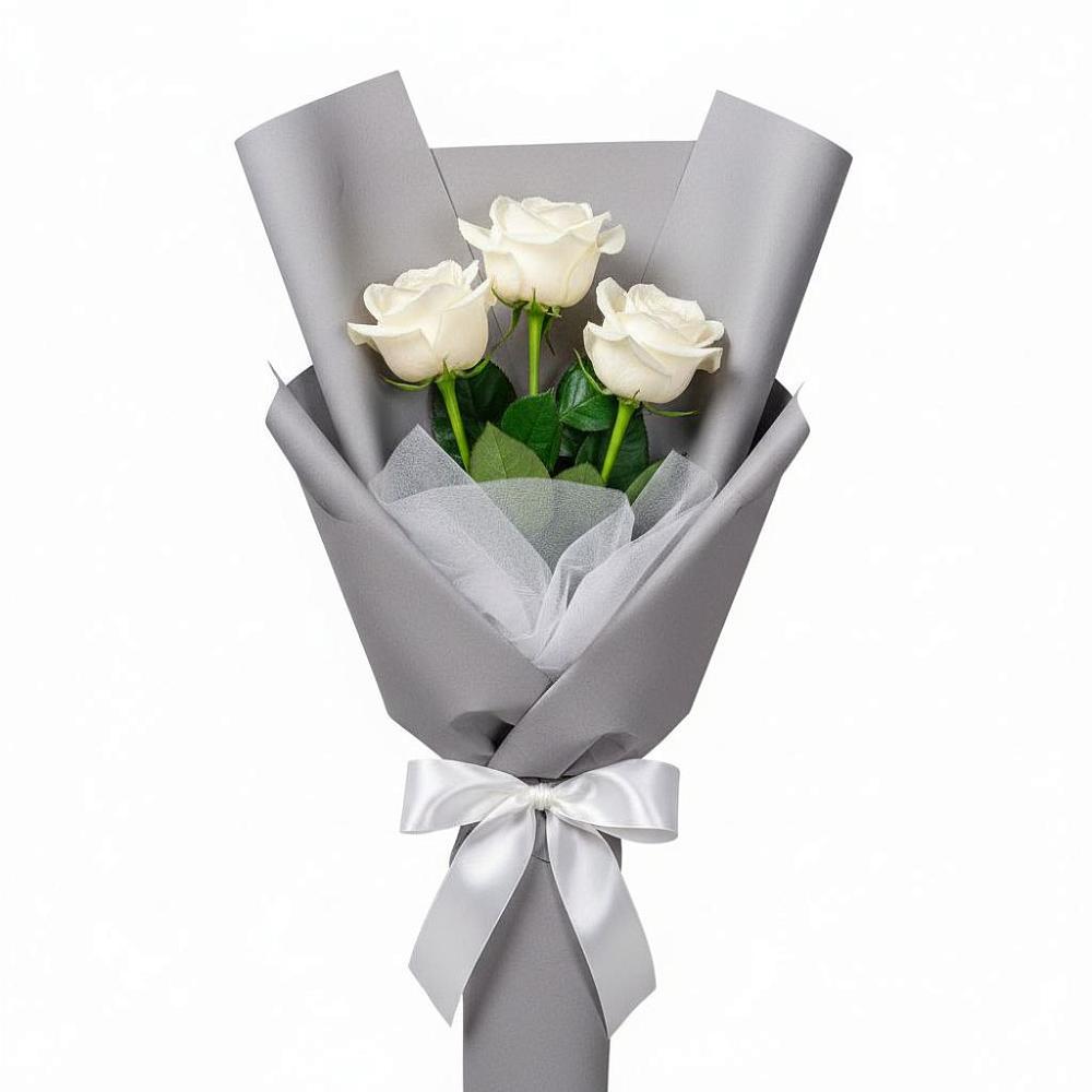 Букет 3 белые розы в Ревякино
