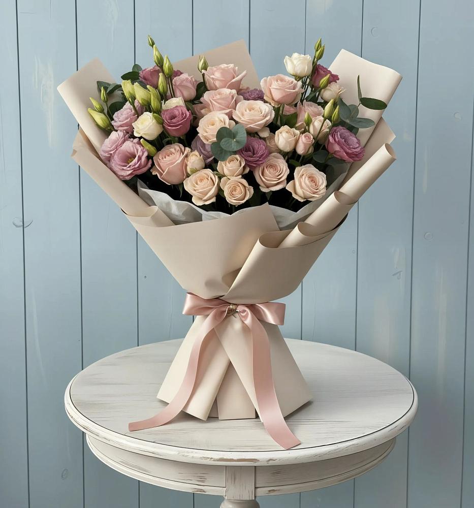 Букет цветов из: Розы и Лизиантусы в Ревякино