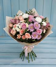 Букет цветов из:  Хризантемы, Розы и Альстромерии в Ревякино