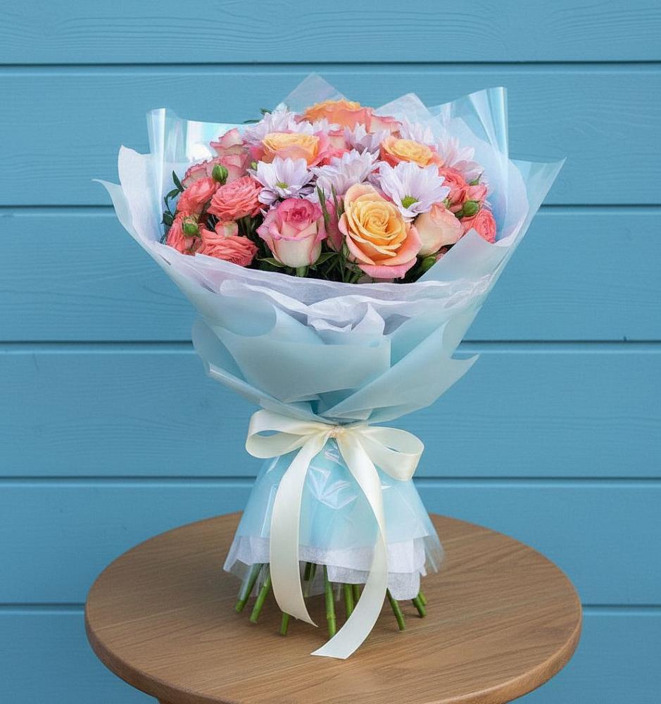 Букет цветов из: Хризантемы и Розы в Ревякино