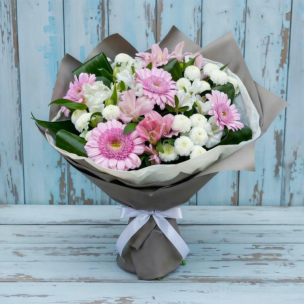 Букет цветов из: Герберы, Альстромерии и Хризантемы в Ревякино